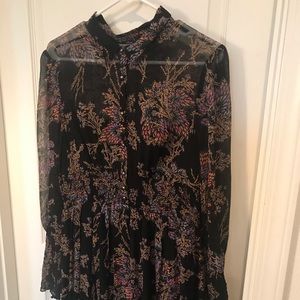 Free People black floral short dress/tunic
